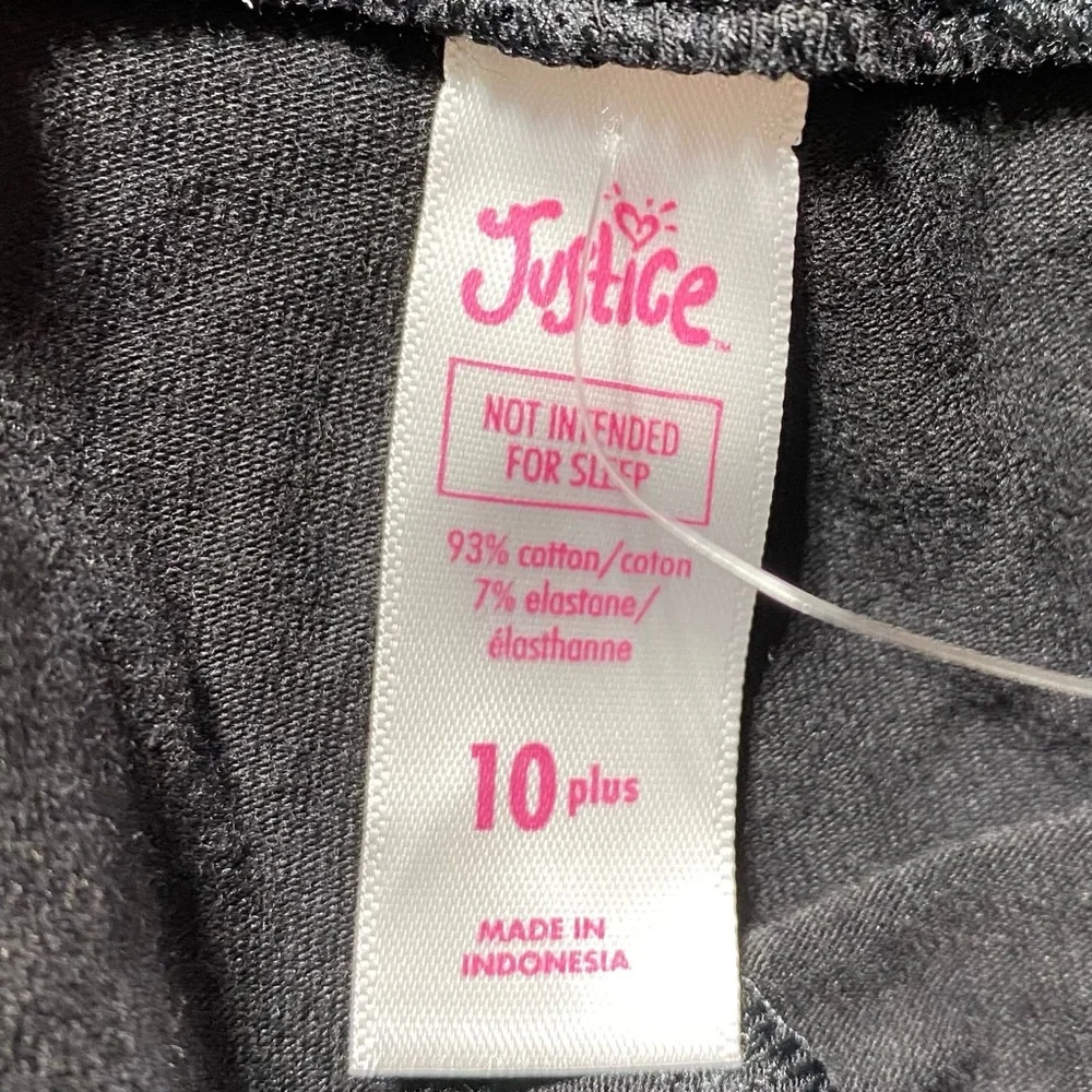 Justice Girls Leggings Full Length‎ Elastic Waistband Size 10 Black